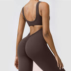 OYV Women Workout Scrunch Flare Jumpsuits Sexy Backless Butt Lift Gym Yoga Jumpsuits